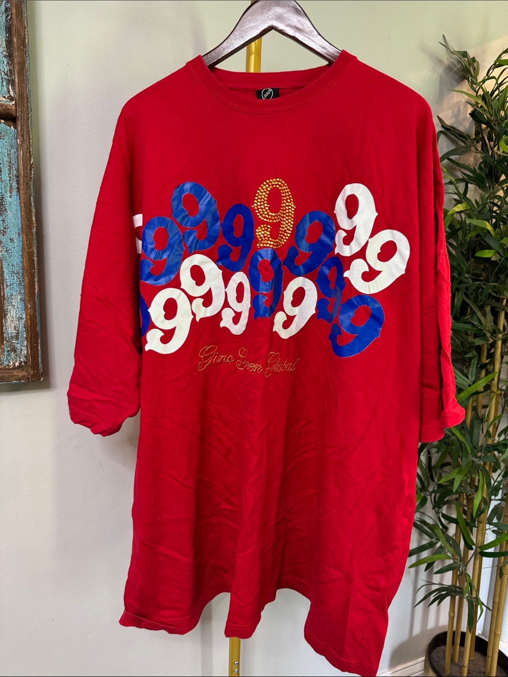 Gino green global 999 vintage oversized Short-Sleeve Graphic Tee with detailing
